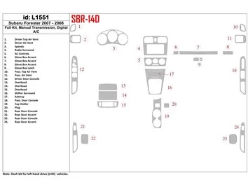 Subaru Forester 2007-2008 Volledige set, handgeschakelde versnellingsbak, automatisch AC Interieur BD Dash Trim Kit - 1