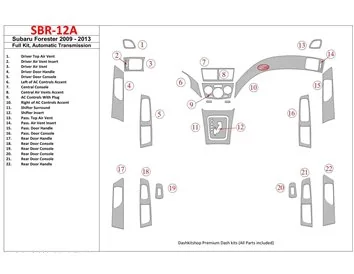 Subaru Forester 2009-UP Volledige set, automatische versnellingsbak Interieur BD Dash Trim Kit - 1