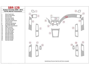 Subaru Forester 2009-UP Volledige set, handgeschakelde versnellingsbak Interieur BD Dash Trim Kit - 1