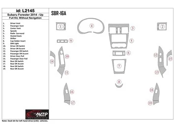 Subaru Forester 2014-UP Ensemble complet, avec kit de garniture de tableau de bord intérieur NAVI BD - 1