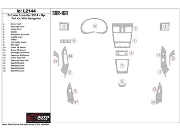 Subaru Forester 2014-UP Volledige set, zonder NAVI Interieur BD Dash Trim Kit - 1
