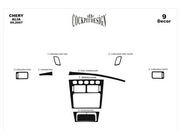 Chery Alia 09.2007 3D Interior Dashboard Trim Kit Dash Trim Dekor 9-Parts - 1 - Interior Dash Trim Kit