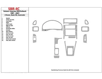Subaru Impreza RS 1997-UP 2 portes, boîte de vitesses automatique, ensemble de base, ensemble de 16 pièces Kit de garniture de t