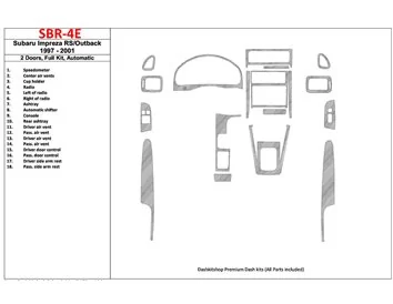 Subaru Impreza RS 1997-UP 2 portes, boîte de vitesses automatique, ensemble complet, ensemble de 18 pièces Kit de garniture de t
