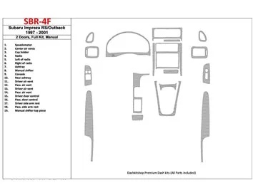 Subaru Impreza RS 1997-UP 2 portes, boîte de vitesses manuelle, ensemble complet, ensemble de 19 pièces Kit de garniture de tabl