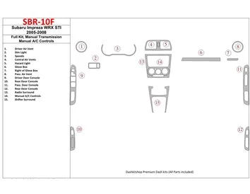 Subaru Impreza WRX 2005-2008 Ensemble complet, boîte de vitesses manuelle, boîte de vitesses manuelle AC Control Interior BD Das