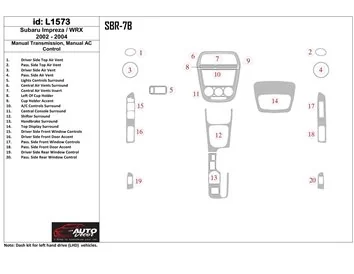 Subaru Impreza/WRX 2002-2004 Boîte de vitesses manuelle, boîte de vitesses manuelle AC Control Interior BD Dash Trim Kit - 1