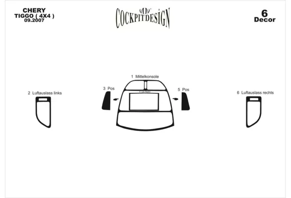 Chery Tiggo 4x4 09.2007 3D Interior Dashboard Trim Kit Dash Trim Dekor 6-Parts - 1 - Interior Dash Trim Kit Chery Tiggo 4x4 09.2007 3D Interior Dashboard Trim Kit Dash Trim Dekor 6-Parts - 1 - Interior Dash Trim Kit