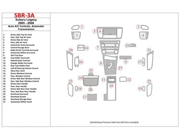 Subaru Legacy 2005-2006 Auto AC Control, kit de garniture de tableau de bord BD intérieur à engrenage automatique - 1