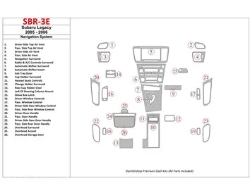 Subaru Legacy 2005-2006 avec système NAVI Intérieur BD Dash Trim Kit - 1