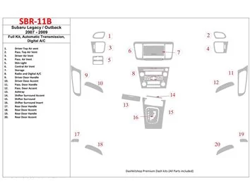 Subaru Legacy 2007-2009 Ensemble complet, vitesse automatique, kit de garniture de tableau de bord BD intérieur AC automatique -