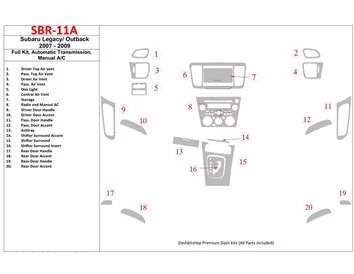 Subaru Legacy 2007-2009 Ensemble complet, vitesse automatique, boîte de vitesses manuelle AC Intérieur BD Dash Trim Kit - 1