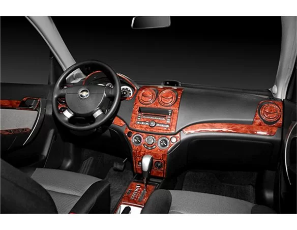 Chevrolet Aveo 02.2006 Kit de garniture de tableau de bord intérieur 3D Dash Trim Dekor 21-Parts - 1