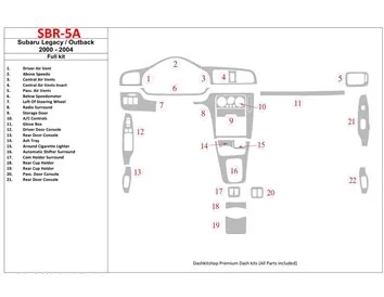 Subaru Legacy Outback 2000-2004 Zonder OEM Wood Kit Interior BD Dash Trim Kit - 1