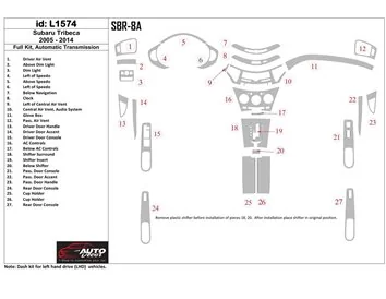 Subaru Tribeca 2006-UP volledige set, automatische versnellingsbak interieur BD dashboardafwerkingsset - 1