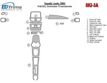Suzuki Aerio 2002-2002 volledige set, automatische versnellingsbak interieur BD dash trim kit - 1