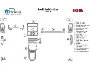 Suzuki Aerio 2005-UP Volledige set interieur BD dashboardafwerkingsset - 1