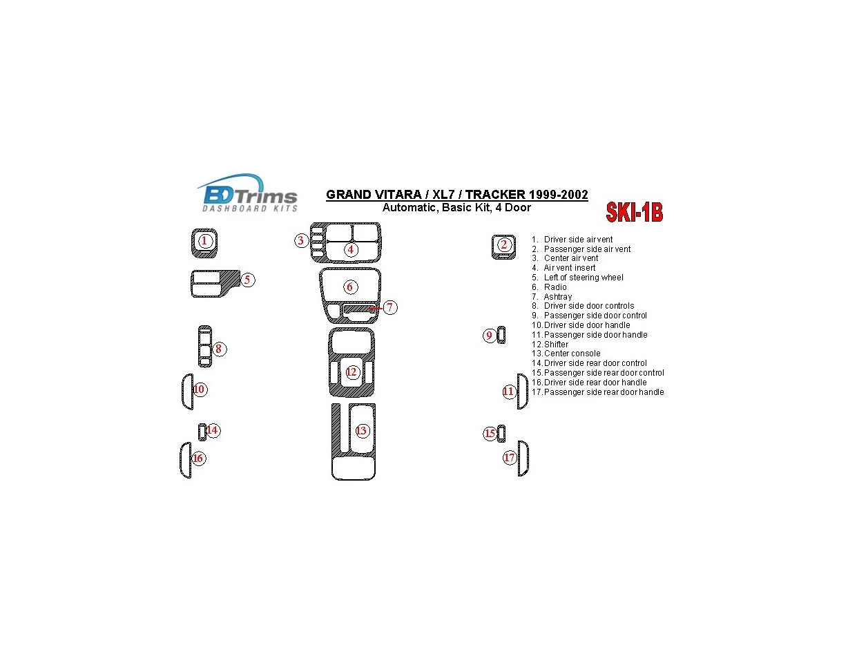 Suzuki Grand Vitara 1999-2002 Suzuki Gr Vitara/XL7,1999-UP, automatische versnellingsbak, basisset, 4 deuren interieur BD dashb 