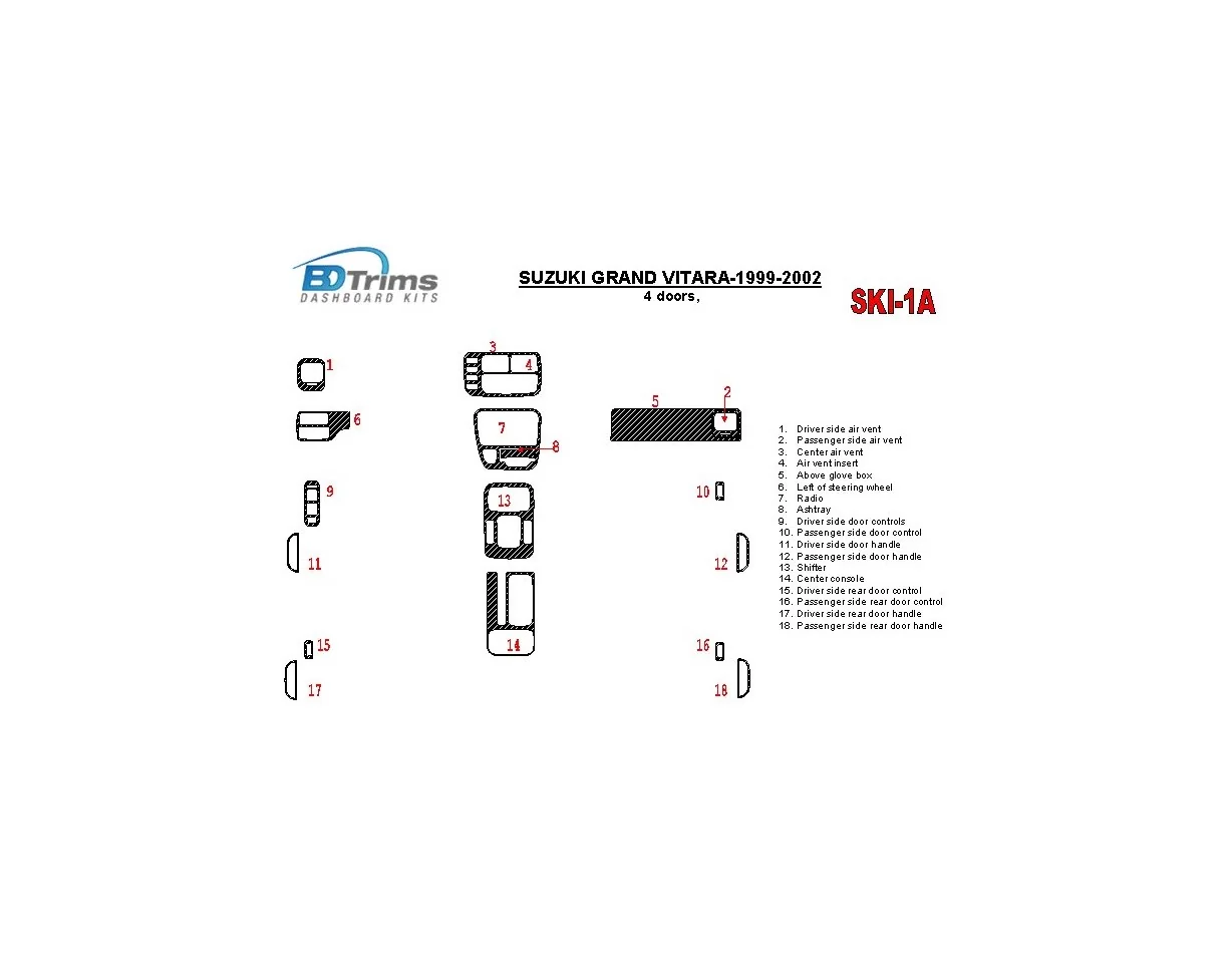 Suzuki Grand Vitara 1999-2002 Suzuki Gr Vitara/XL7,1999-UP, automatische versnellingsbak, volledige set, 4 deuren interieur BD 