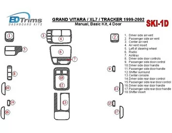Suzuki Grand Vitara 1999-2002 Suzuki Gr Vitara/XL7,1999-UP, boîte de vitesses manuelle, ensemble de base, kit de décoration de 