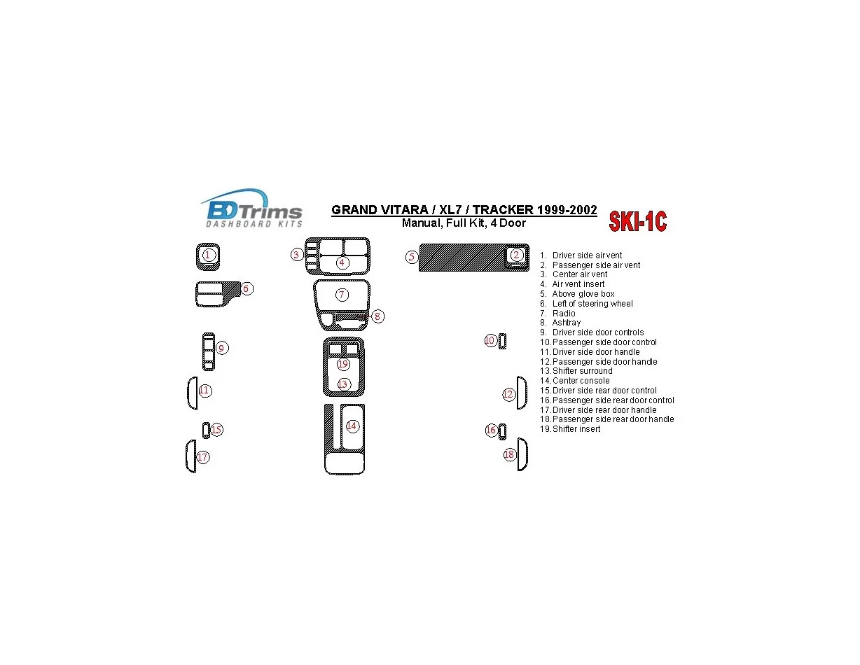 Suzuki Grand Vitara 1999-2002 Suzuki Gr Vitara/XL7,1999-UP, boîte de vitesses manuelle, ensemble complet, kit de garniture de t 