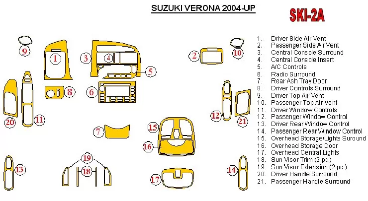 Suzuki Verona/Chevrolet Epica 2004-UP Kit de garniture de tableau de bord intérieur BD - 1