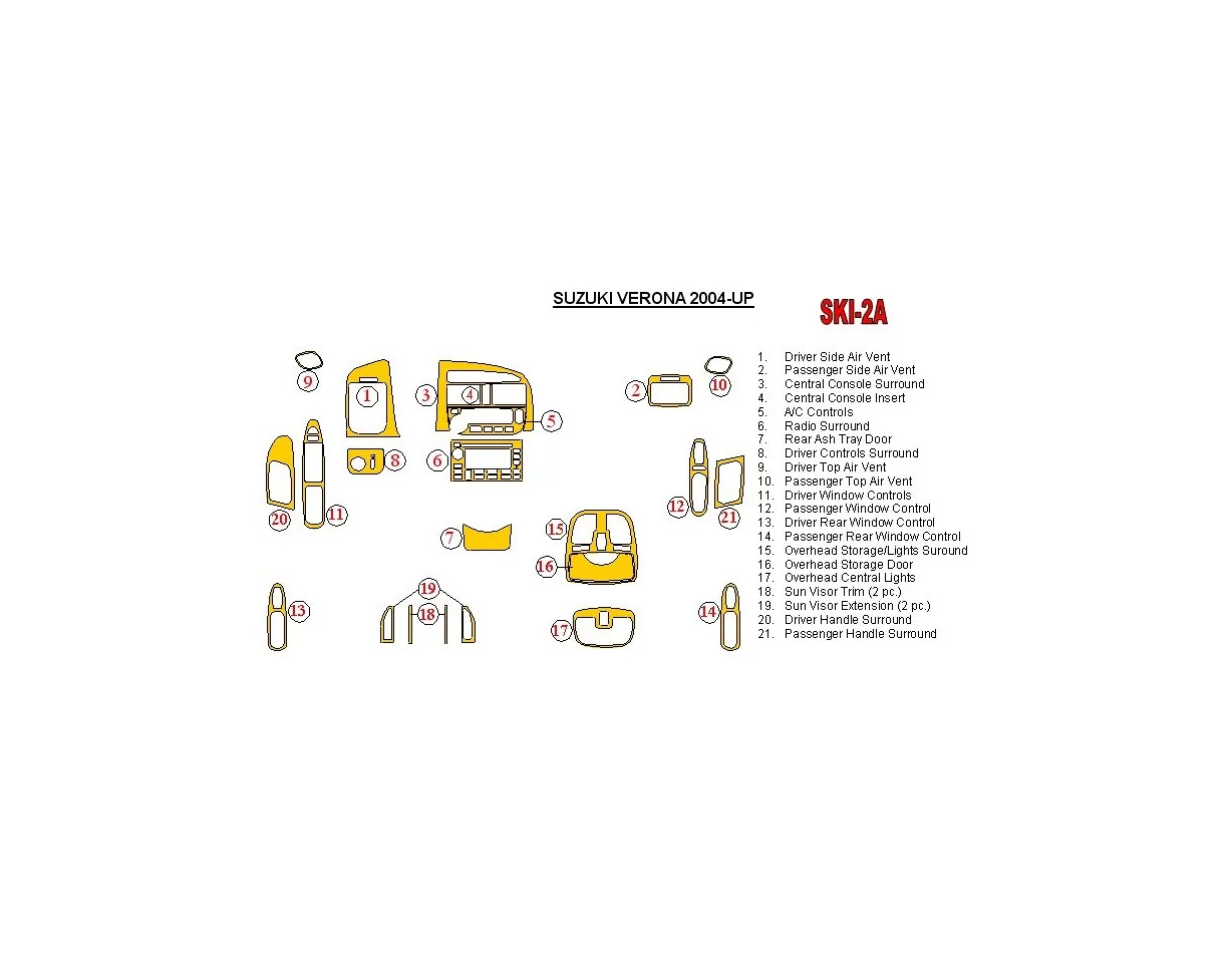 Suzuki Verona/Chevrolet Epica 2004-UP Kit de garniture de tableau de bord intérieur BD - 1