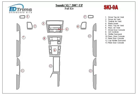 Suzuki XL7 2007-UP Volledige set interieur BD dashboardafwerkingsset - 1 Suzuki XL7 2007-UP Volledige set interieur BD dashboardafwerkingsset - 1