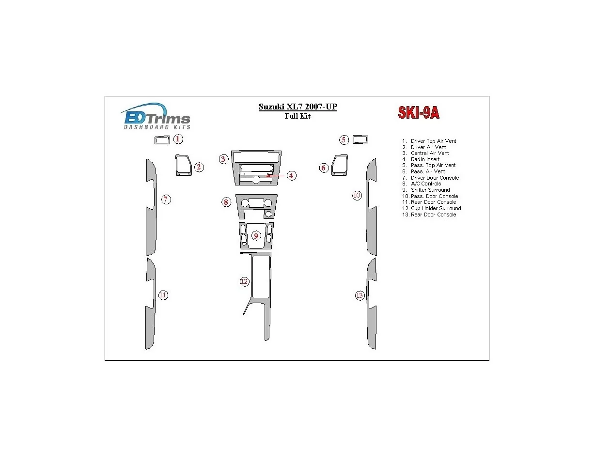 Suzuki XL7 2007-UP Volledige set interieur BD dashboardafwerkingsset - 1