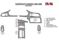 Chevrolet Camaro 1994-1996 Boîte de vitesses automatique, kit de garniture de tableau de bord BD intérieur 9 pièces - 1 Chevrolet Camaro 1994-1996 Boîte de vitesses automatique, kit de garniture de tableau de bord BD intérieur 9 pièces - 1