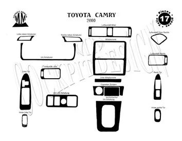 Toyota Camry 01.03-12.06 Kit de garniture de tableau de bord intérieur 3D Dash Trim Dekor 18-Parts - 1