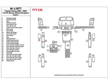 Toyota Camry 2002-2004 Volledige set, handgeschakelde versnellingsbak, zonder NAVI-systeem, zonder OEM interieur BD dashboardafw