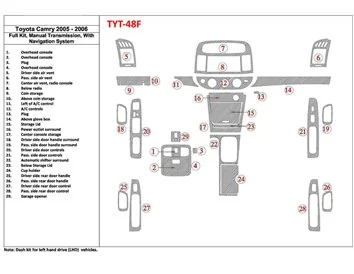 Toyota Camry 2005-2006 Volledige set, handmatige versnellingsbak, met NAVI-systeem, zonder OEM interieur BD dashboardafwerkingss