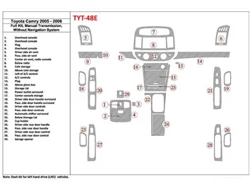 Toyota Camry 2005-2006 Volledige set, handgeschakelde versnellingsbak, zonder NAVI-systeem, zonder OEM interieur BD dashboardafw