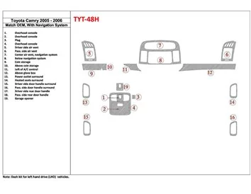 Toyota Camry 2005-2006 OEM-naleving, met NAVI-systeem Interieur BD Dash Trim Kit - 1