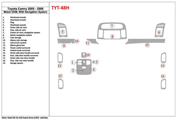 Toyota Camry 2005-2006 OEM-naleving, met NAVI-systeem Interieur BD Dash Trim Kit - 1 Toyota Camry 2005-2006 OEM-naleving, met NAVI-systeem Interieur BD Dash Trim Kit - 1
