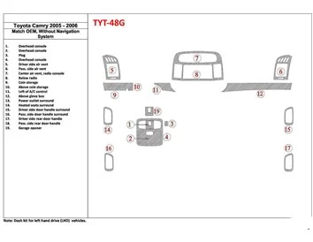 Toyota Camry 2005-2006 OEM-naleving, zonder NAVI-systeem Interieur BD Dash Trim Kit - 1