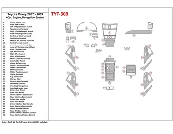 Ensemble complet Toyota Camry 2007-2010, 4 cylindres avec kit de garniture de tableau de bord intérieur NAVI BD - 1
