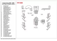 Toyota Camry 2007-2010 Volledige Set, 4 Cyl Met NAVI Interieur BD Dash Trim Kit - 1