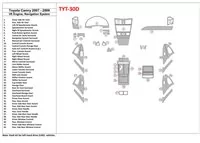 Toyota Camry 2007-2010 Volledige Set, 6 Cyl Met NAVI Interieur BD Dash Trim Kit - 1