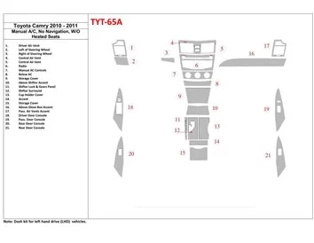 Toyota Camry 2010-2011 handmatige klimaatregeling, zonder NAVI Interior BD Dash Trim Kit - 1