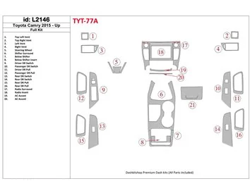Toyota Camry 2015-UP Volledige set interieur BD Dash Trim Kit - 1