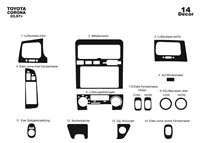 Toyota Corolla 03.97-02.02 Kit de garniture de tableau de bord intérieur 3D Dash Trim Dekor 14-Parts - 1 Toyota Corolla 03.97-02.02 Kit de garniture de tableau de bord intérieur 3D Dash Trim Dekor 14-Parts - 1