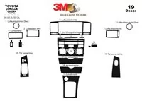 Toyota Corolla 06.04-08.07 Kit de garniture de tableau de bord intérieur 3D Dash Trim Dekor 19-Parts - 2 Toyota Corolla 06.04-08.07 Kit de garniture de tableau de bord intérieur 3D Dash Trim Dekor 19-Parts - 2