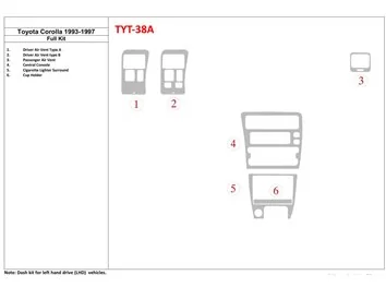 Toyota Corolla 1993-1997 Volledige set interieur BD Dash Trim Kit - 1