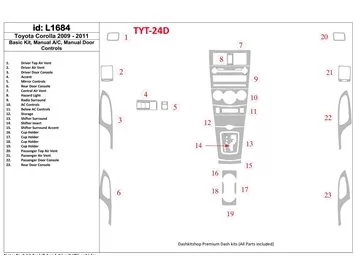 Toyota Corolla 2009-UP Basisset, Handgeschakelde Versnellingsbak Deuren Bediening Interieur BD Dash Trim Kit - 1