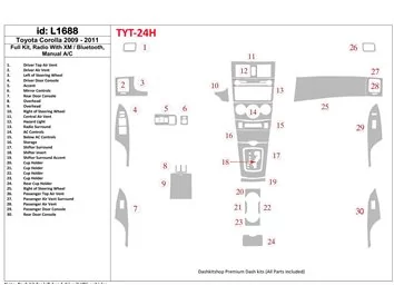 Ensemble complet Toyota Corolla 2009-UP, radio avec Bluetooth, boîte de vitesses manuelle AC Intérieur BD Dash Trim Kit - 1