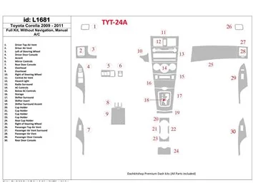 Ensemble complet Toyota Corolla 2009-UP, sans kit de garniture de tableau de bord intérieur NAVI BD - 1