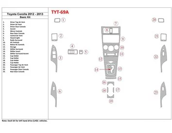 Toyota Corolla 2012-2013 Kit de garniture de tableau de bord intérieur BD de base - 1