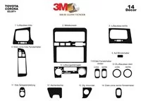 Toyota Corona 03.97-12.03 Kit de garniture de tableau de bord intérieur 3D Dash Trim Dekor 14-Parts - 1 Toyota Corona 03.97-12.03 Kit de garniture de tableau de bord intérieur 3D Dash Trim Dekor 14-Parts - 1